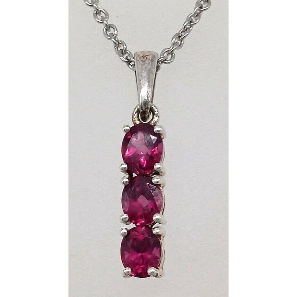 Chuck Clemency Pink Gemstone Pendant Necklace 925 Sterling Silver India Sparkly!